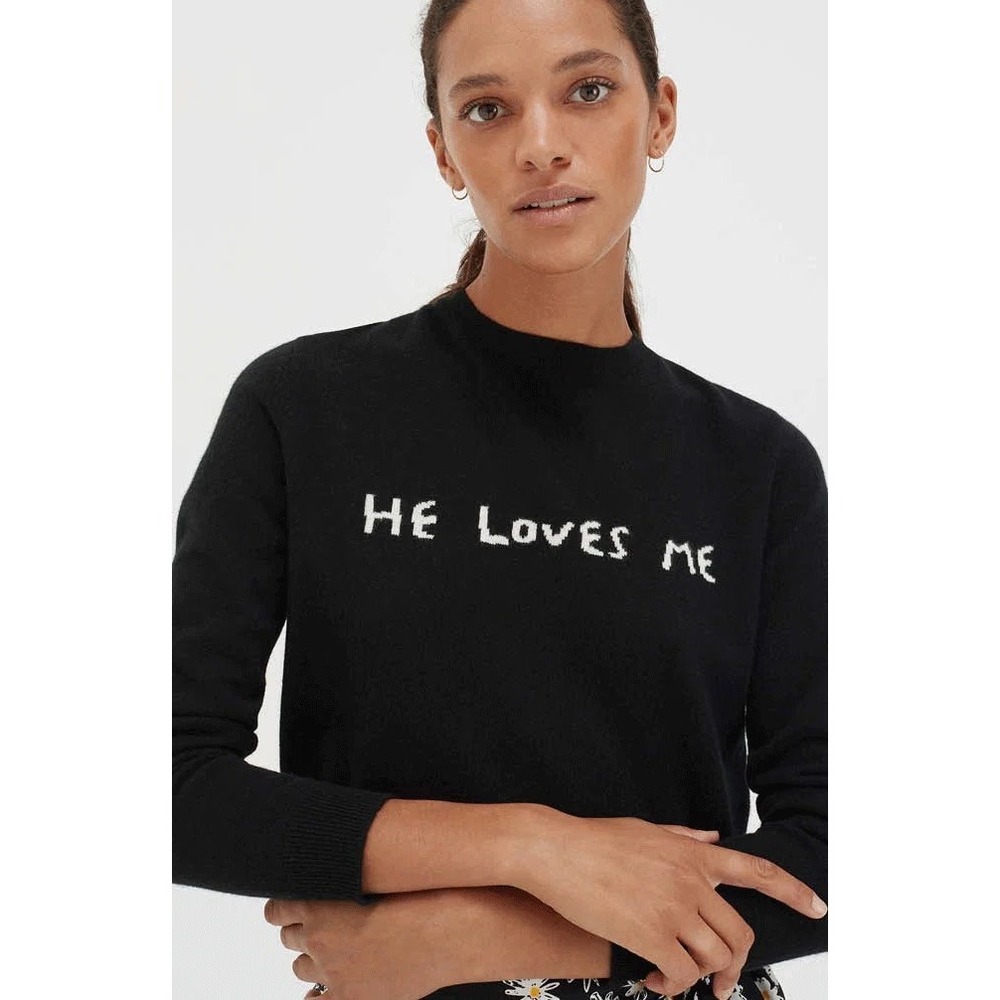 Chinti & Parker Black 100% Cashmere He Loves Me Not Sweater XS